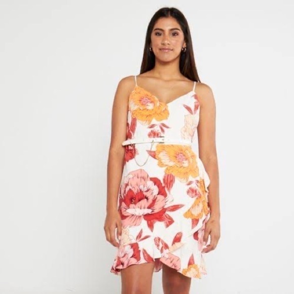 GUESS Juleah Mini Floral Dress in Radiant Poppy Print Ivory size 8 - Picture 6 of 16